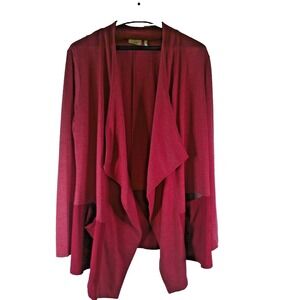 Logo Lounge by Lori Goldstein French Terry Cardigan Faux Suede Hem Womens Size L